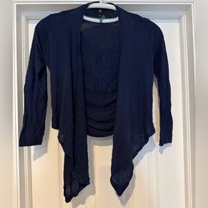Aviva Navy‎ Blue Open Front Cardigan size small